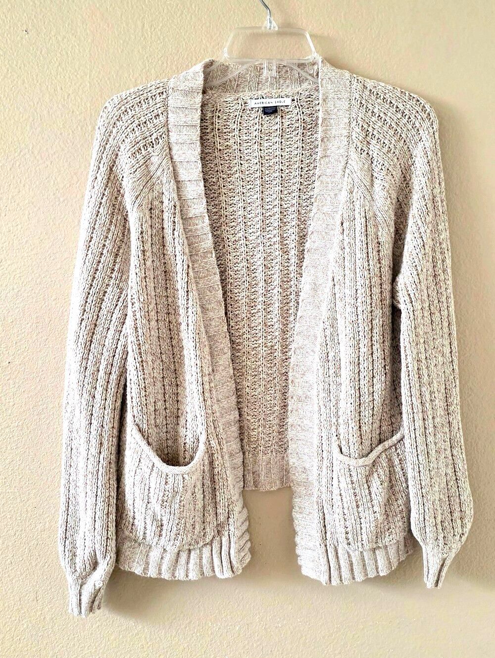 American Eagle Womens Brown Neutral Knit Open Front Cardigan Sweater - Size XS